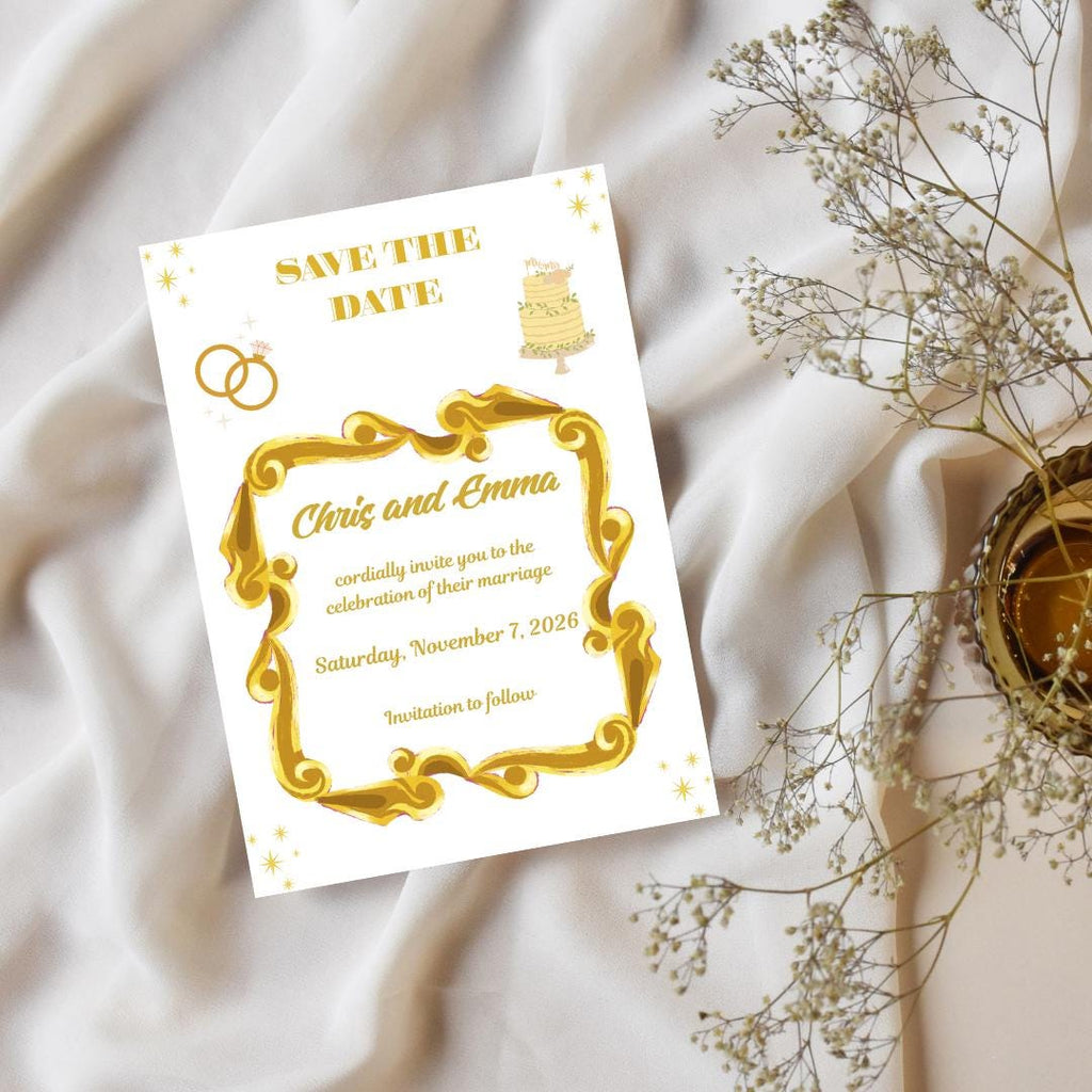 Gold and White Wedding Digital Bundle Design (Digital Download) Digital and Editable