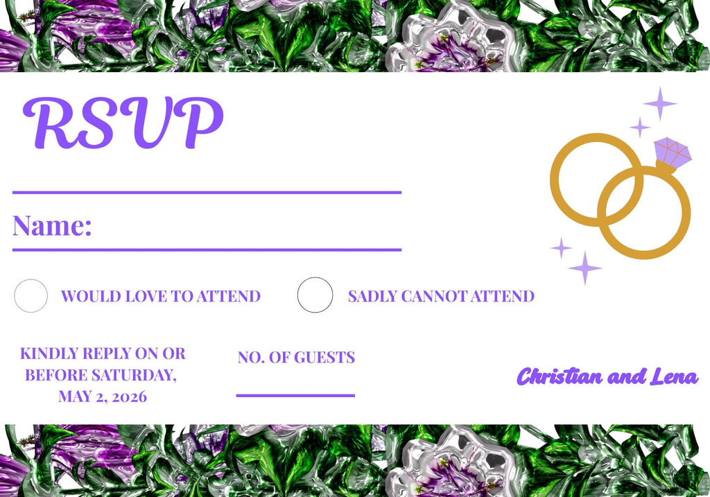 Purple and Green Floral and Modern Wedding Bundle Design