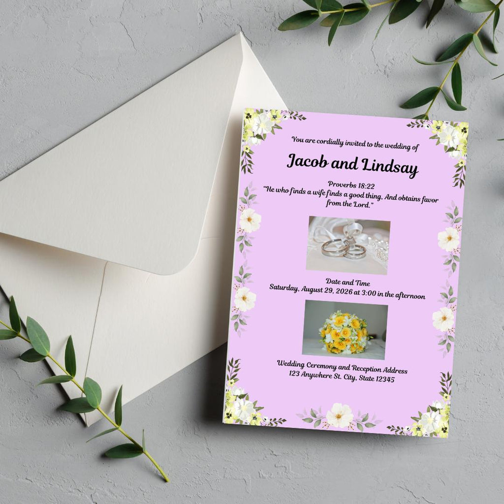 Wedding Invitation- Purple Lilac Floral, Editable Spring Summer Design (Digital Download)