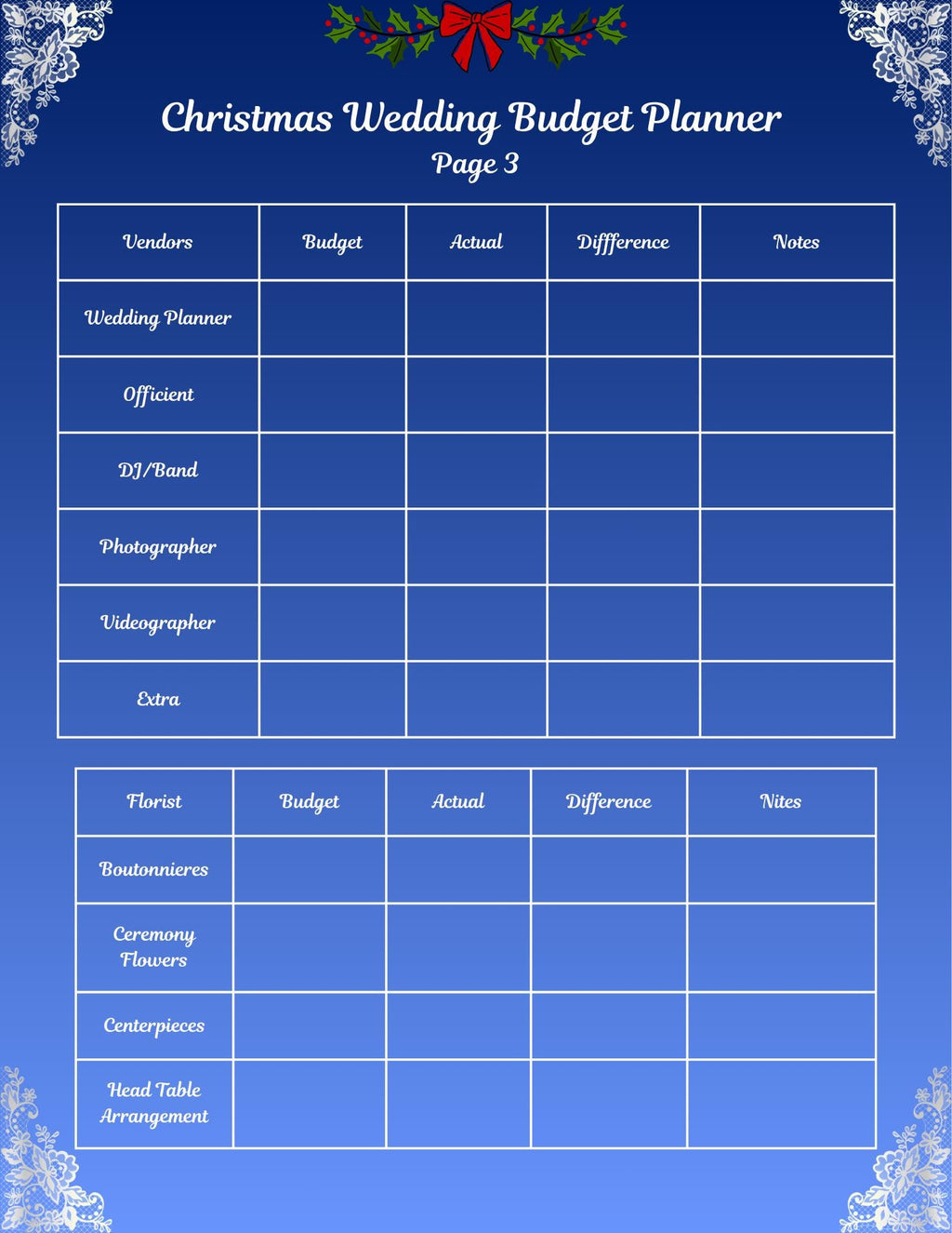 Blue, White and Silver Christmas Wedding Bundle – Holiday Season (Digital Download)