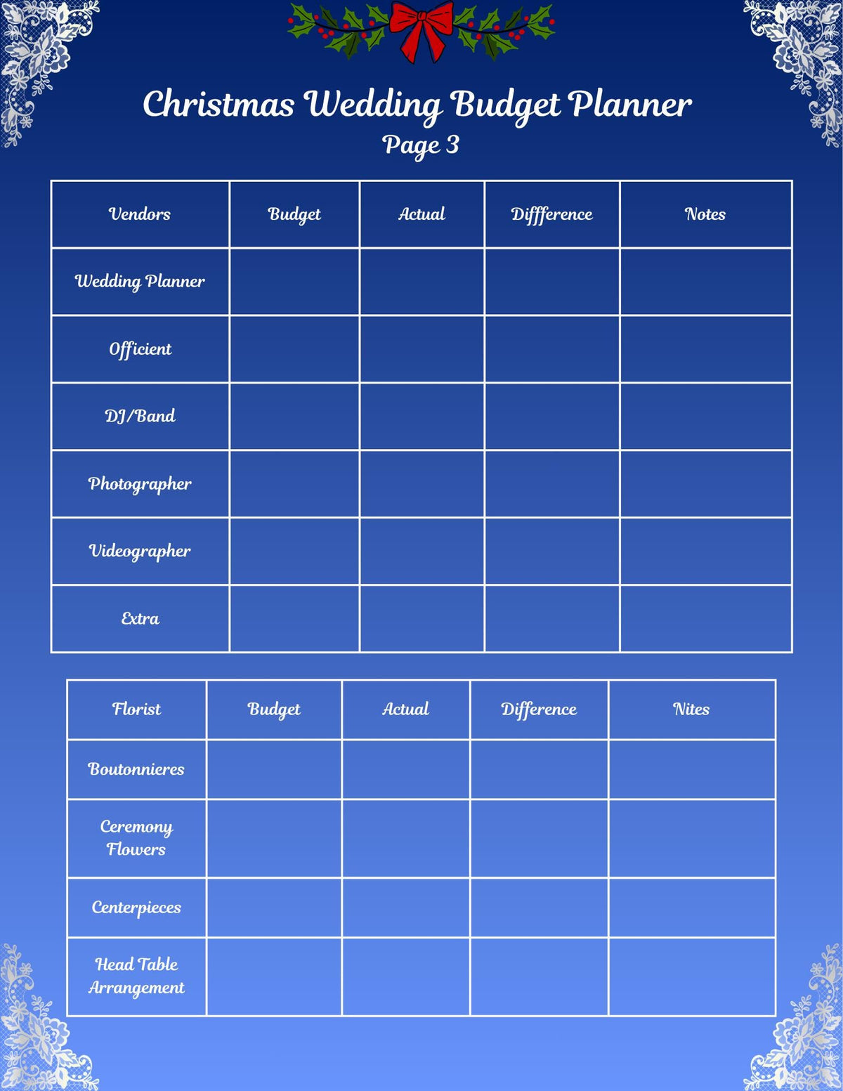 Blue, White and Silver Christmas Wedding Bundle – Holiday Season (Digital Download)