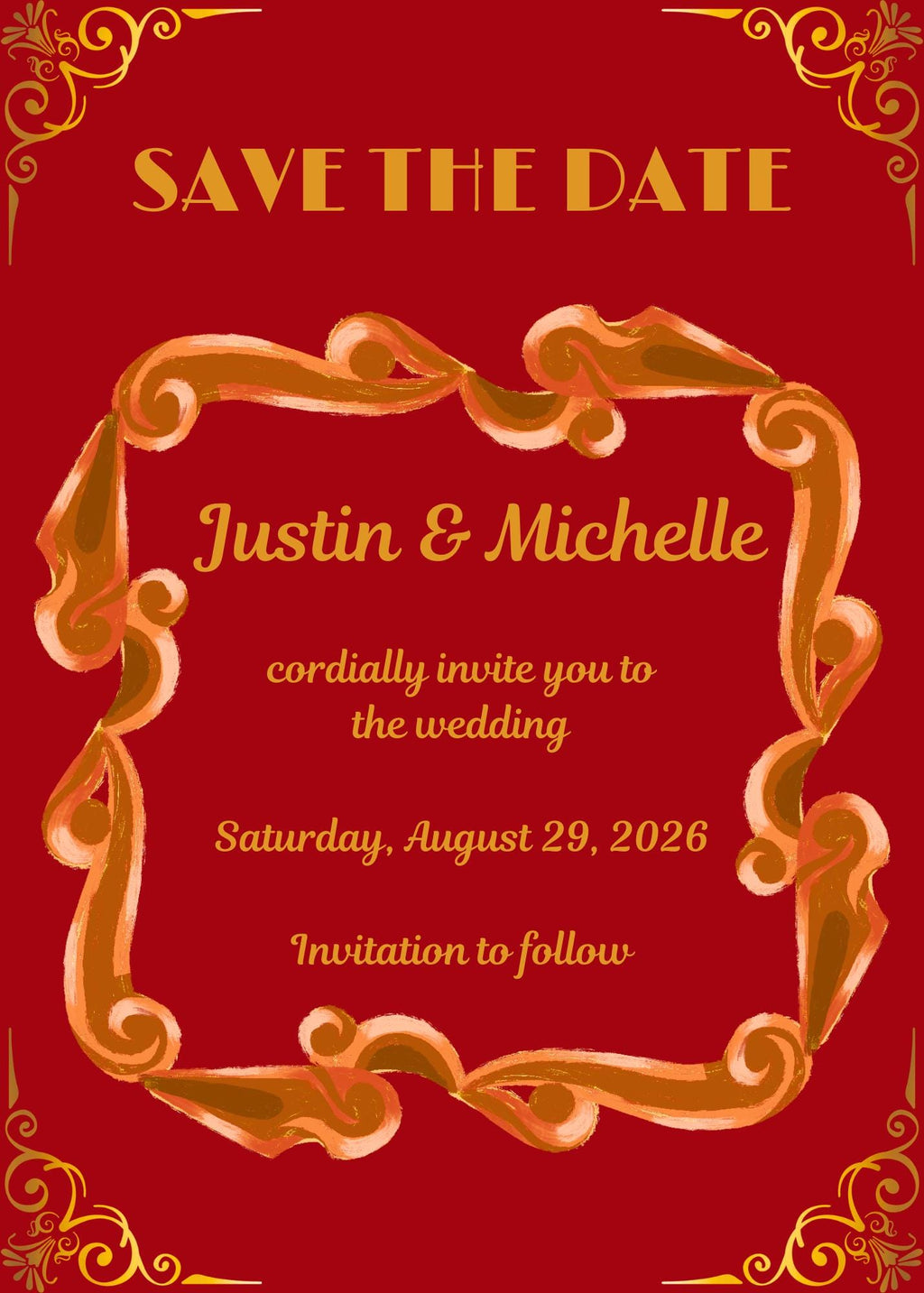 Red and Gold- Floral and Elegant Wedding Bundle (Digital Download)