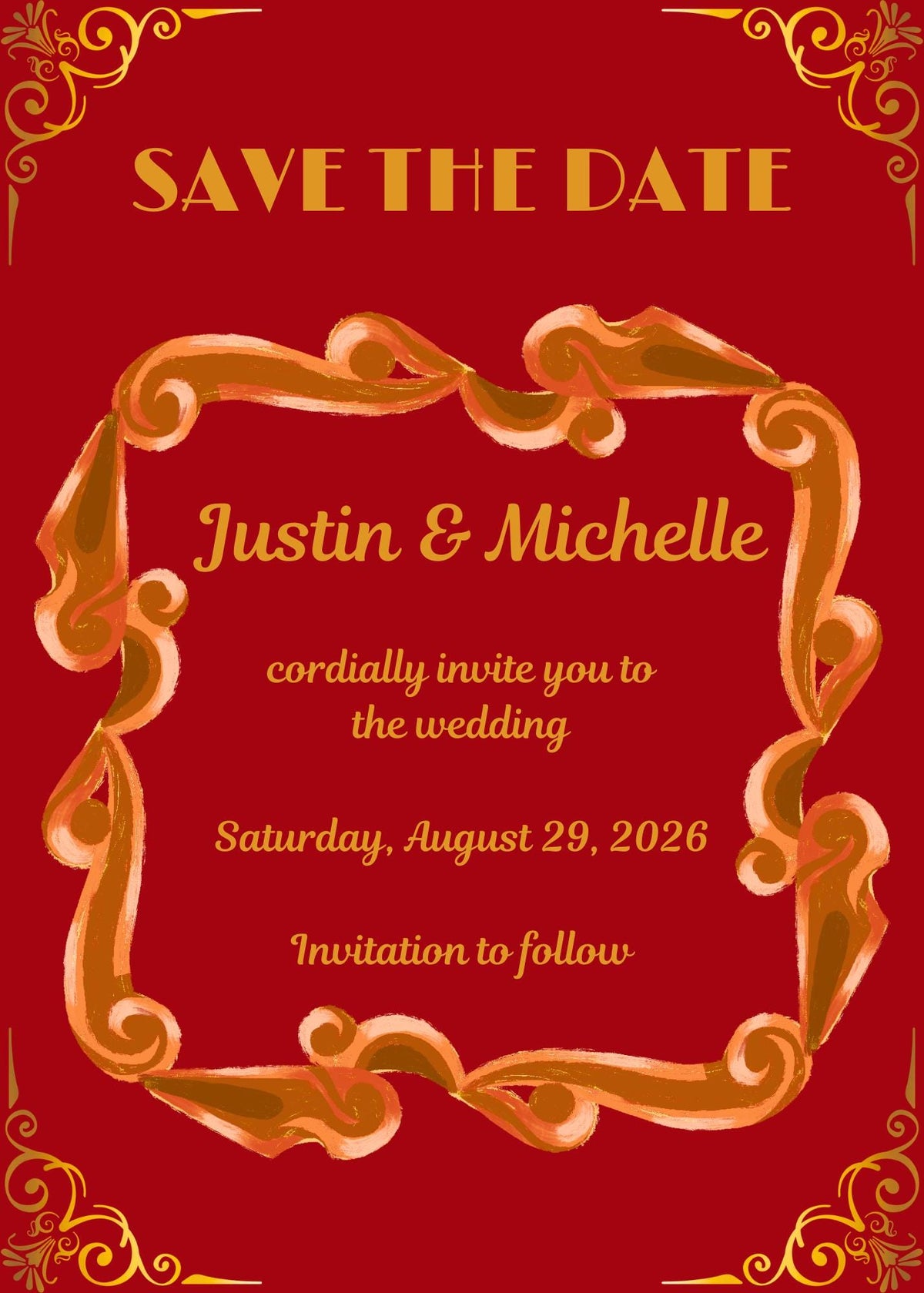 Red and Gold- Floral and Elegant Wedding Bundle (Digital Download)