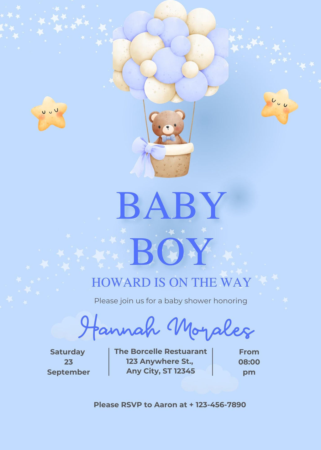 Blue Teddy Bear Baby Shower Invitation Bundle- Invitation and 2 Game Activities (Digital Download) Digital and Editable
