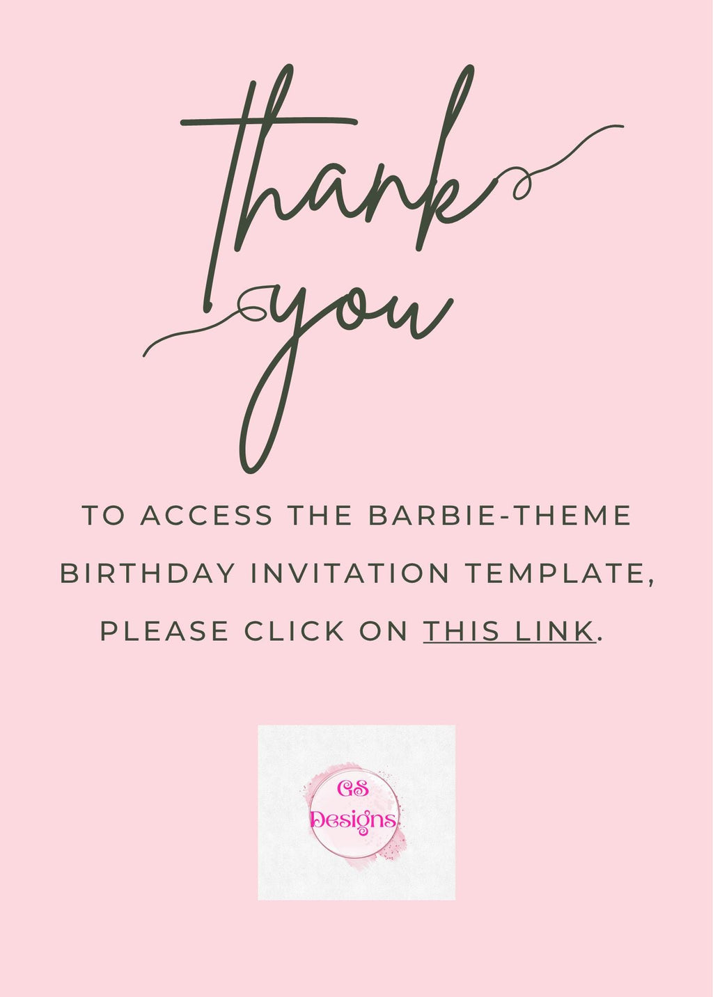 Pink Barbie Doll Theme Birthday Girl Party Invitation Design (Digital Download)