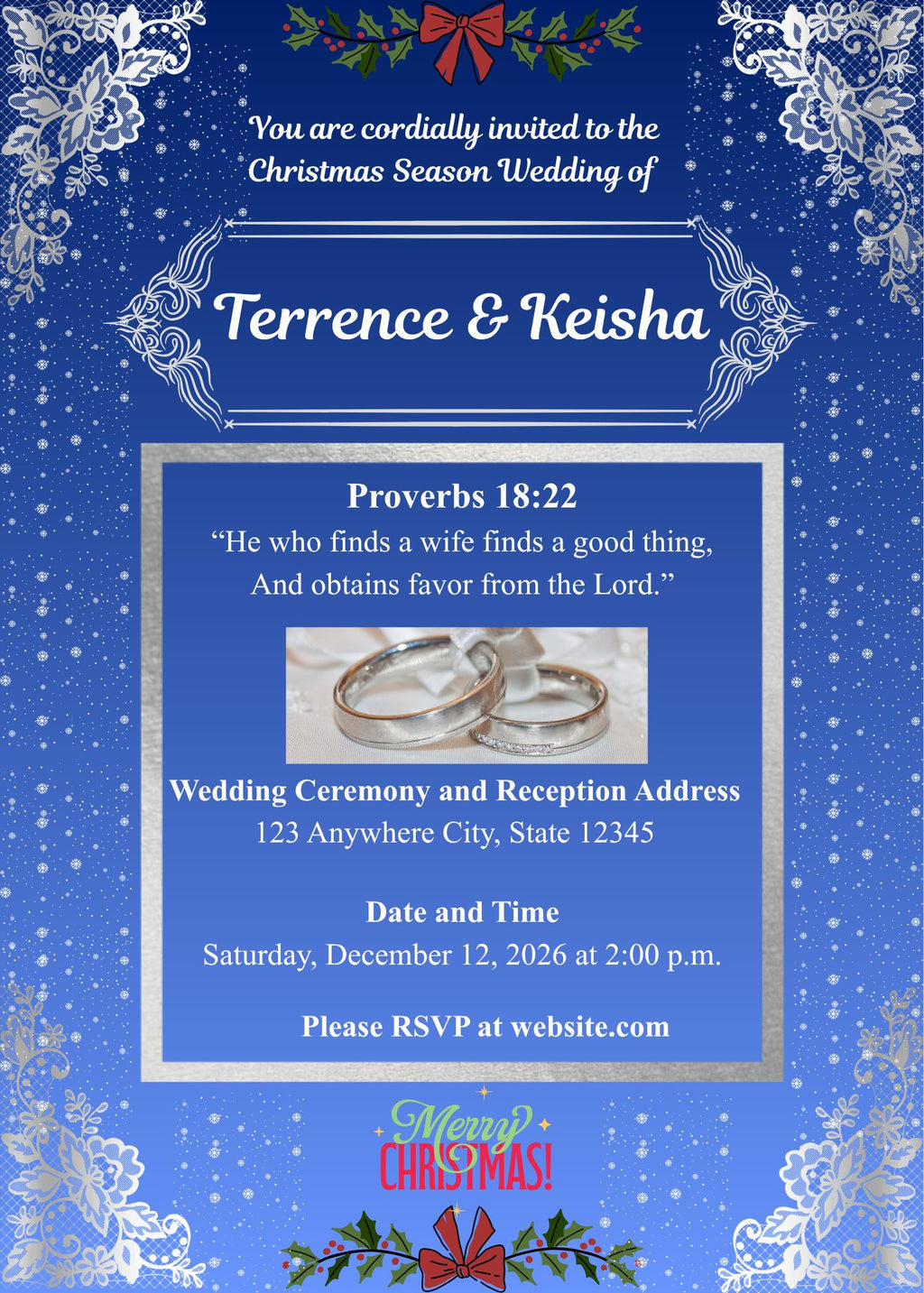 Blue, White and Silver Christmas Wedding Bundle – Holiday Season (Digital Download)