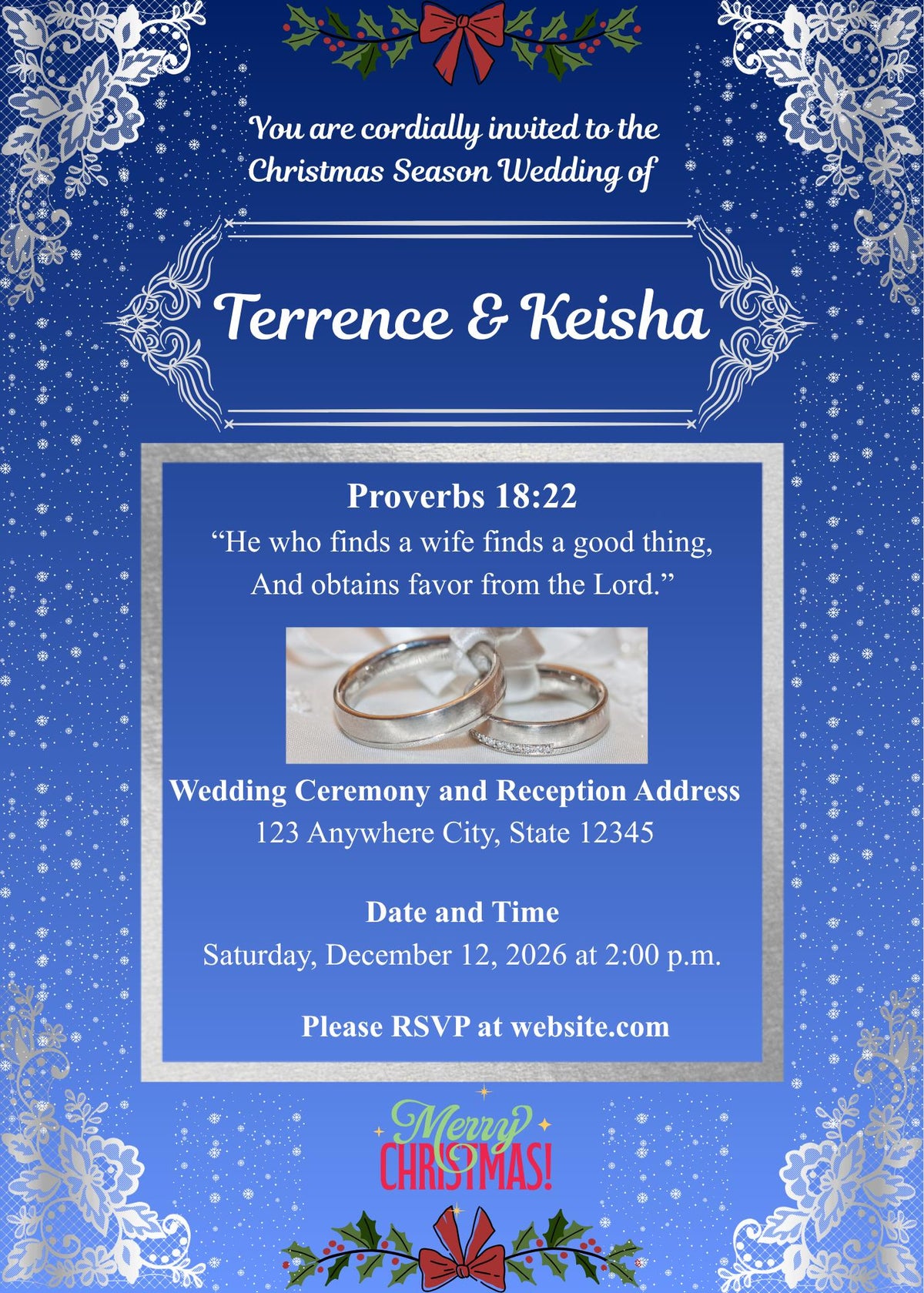 Blue, White and Silver Christmas Wedding Bundle – Holiday Season (Digital Download)