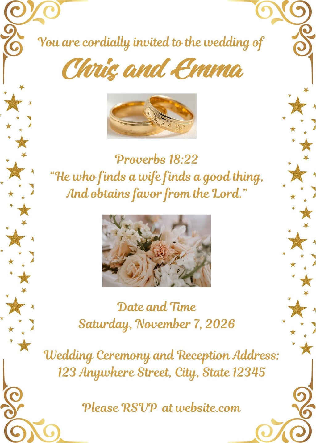 Gold and White Wedding Digital Bundle Design (Digital Download) Digital and Editable