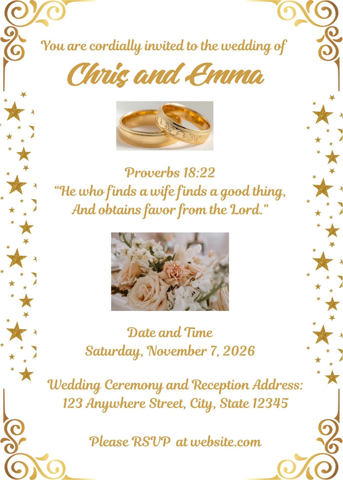 Gold and White Wedding Digital Bundle Design (Digital Download) Digital and Editable