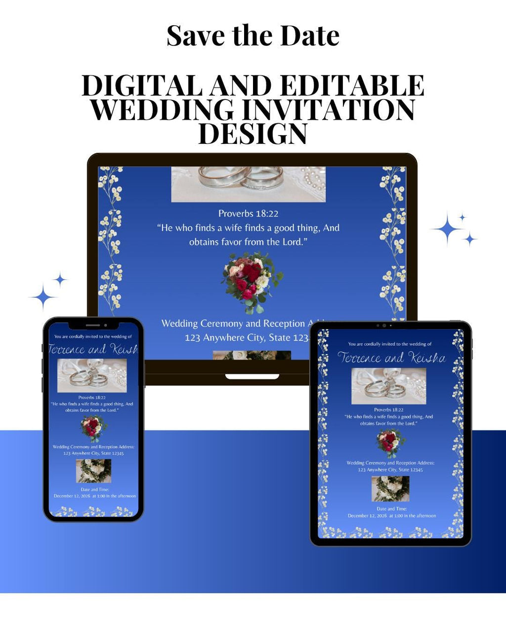 Christmas Wedding Invitation (Digital Download) Digital and Editable