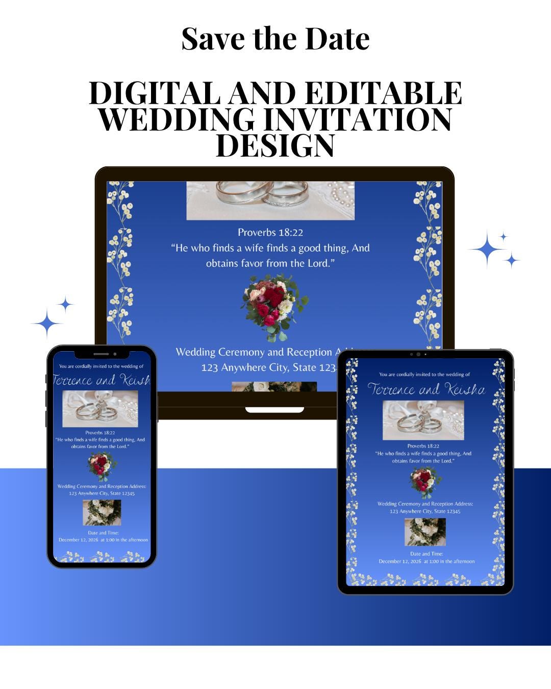 Christmas Wedding Invitation (Digital Download) Digital and Editable