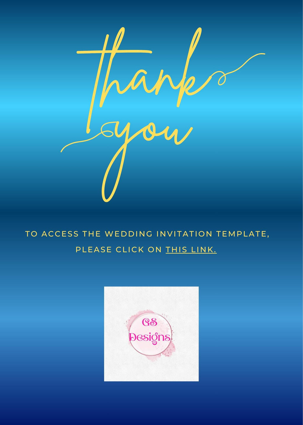 Blue and Gold Wedding Invitation Design (Digital Download)