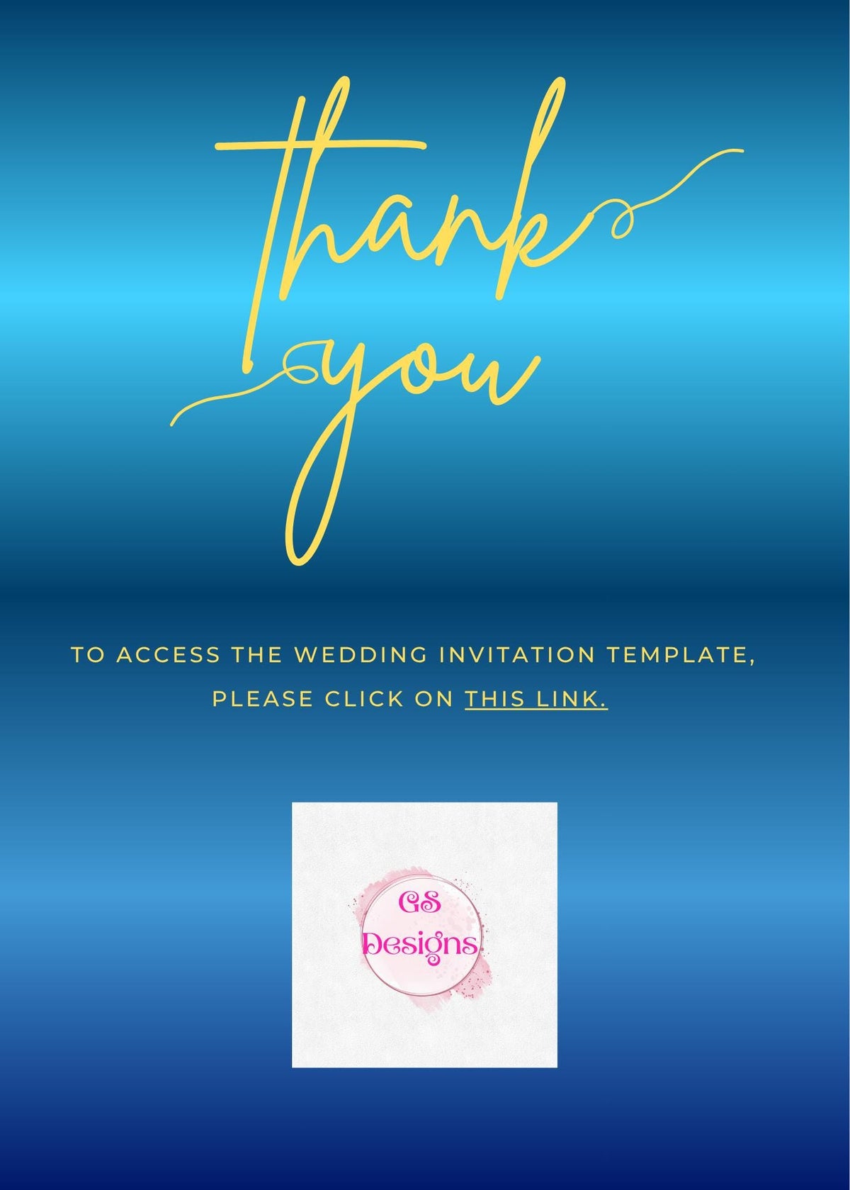 Blue and Gold Wedding Invitation Design (Digital Download)