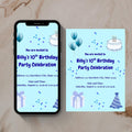 Blue Birthday Digital Invitation Template Design (Digital Download) Digital and Editable