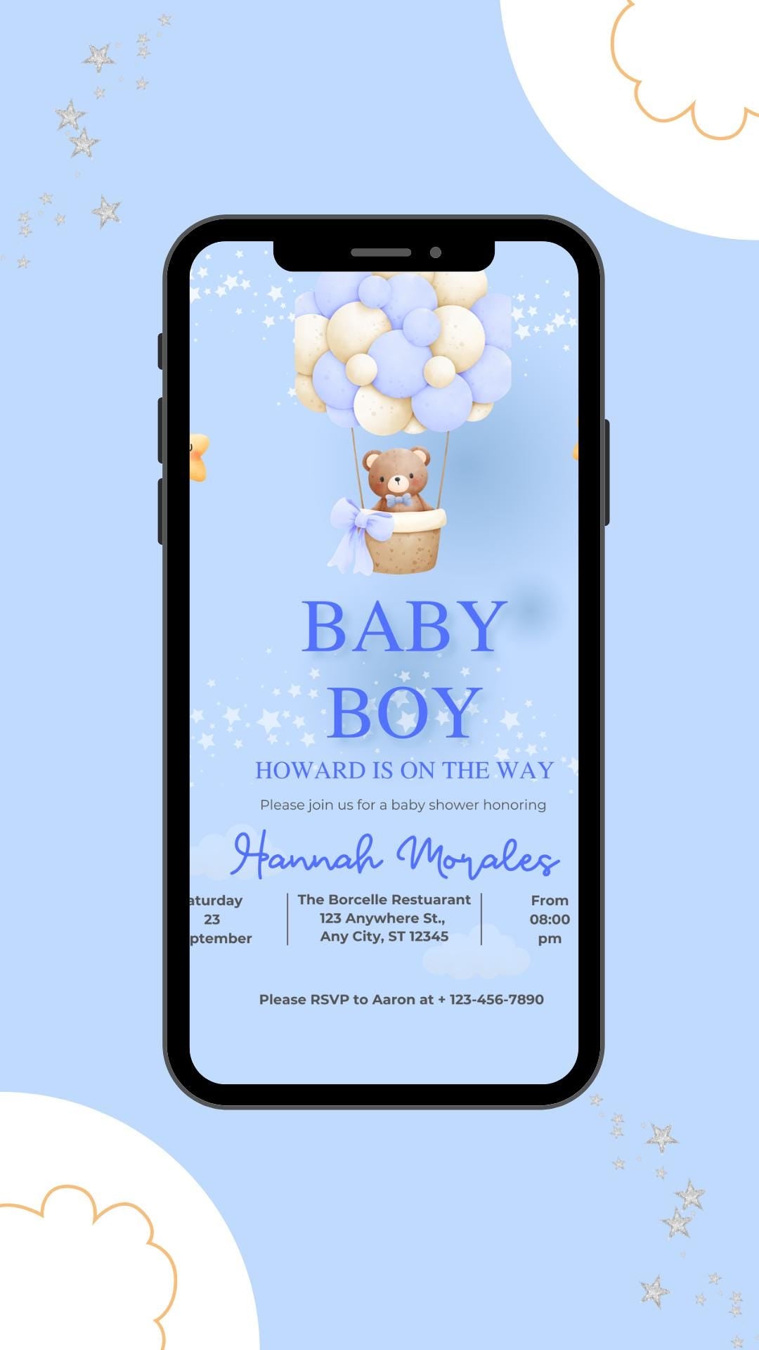 Blue Teddy Bear Baby Shower Invitation Bundle- Invitation and 2 Game Activities (Digital Download) Digital and Editable