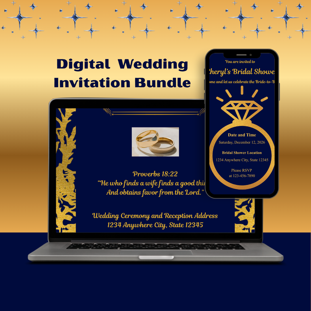 Blue and Gold Wedding Bundle- Elegant and Modern- Perfect for Christmas Season Weddings