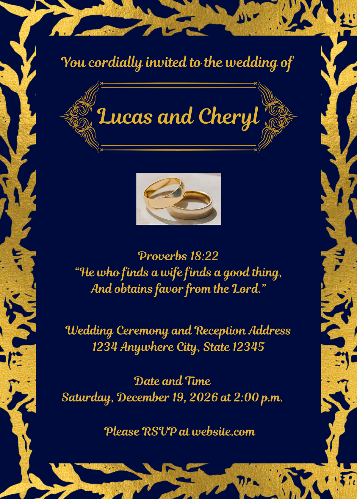 Blue and Gold Wedding Bundle- Elegant and Modern- Perfect for Christmas Season Weddings