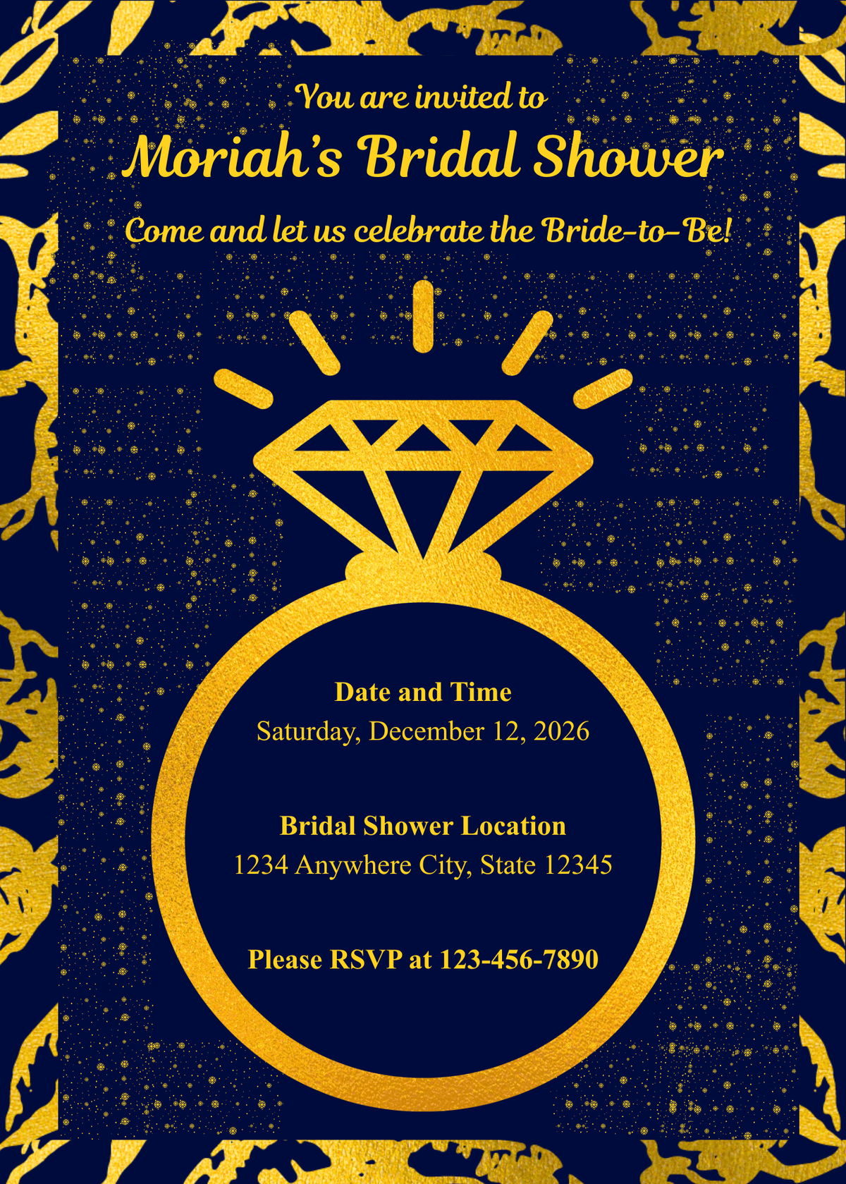 Customizable Sparkly Blue and Gold Christmas Season Wedding Bundle (Digital Download)- Printable and Editable Canva Templates