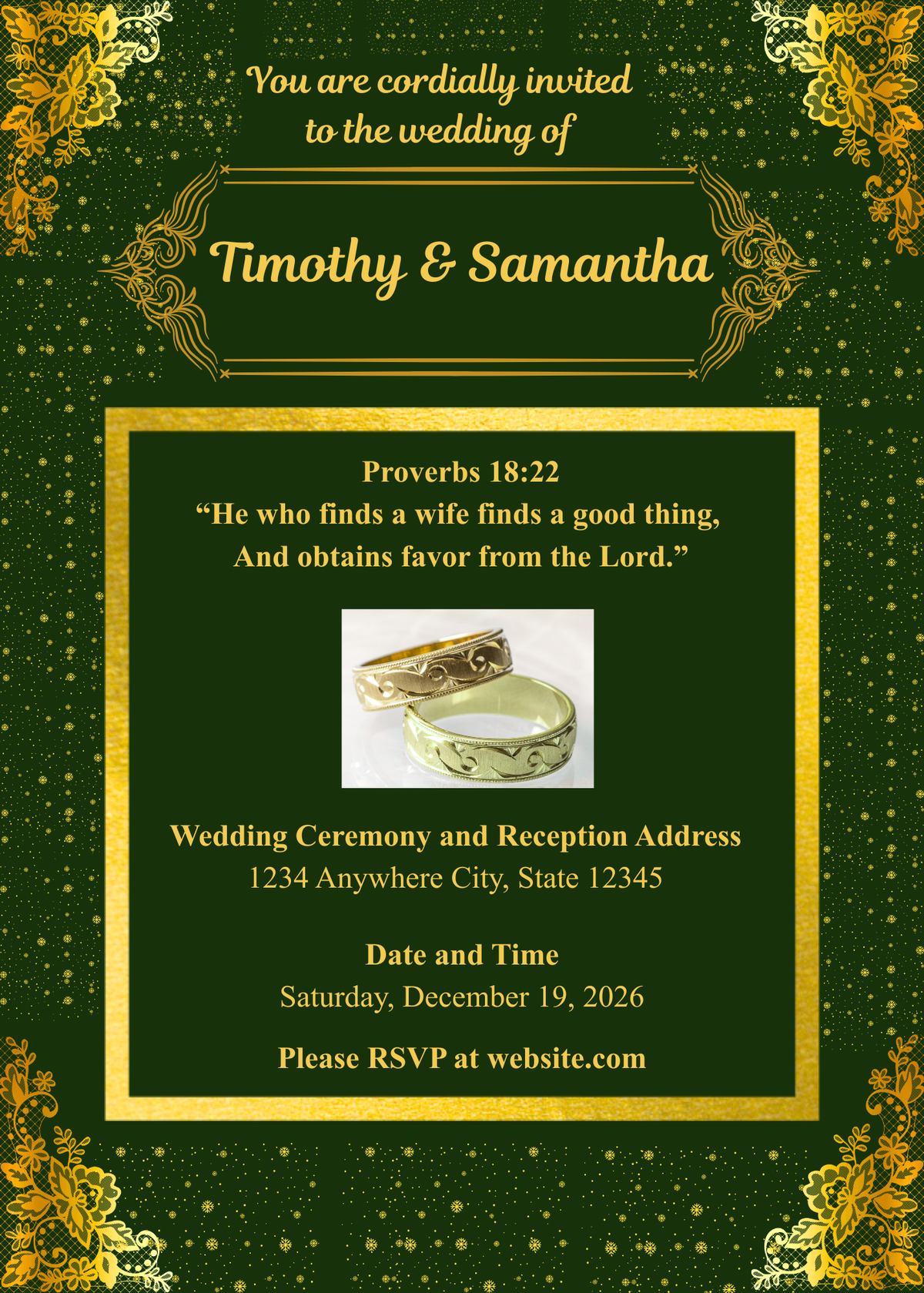 Green and Gold Wedding Bundle- Elegant and Modern (Digital Downloads) Perfect for Christmas Season Weddings