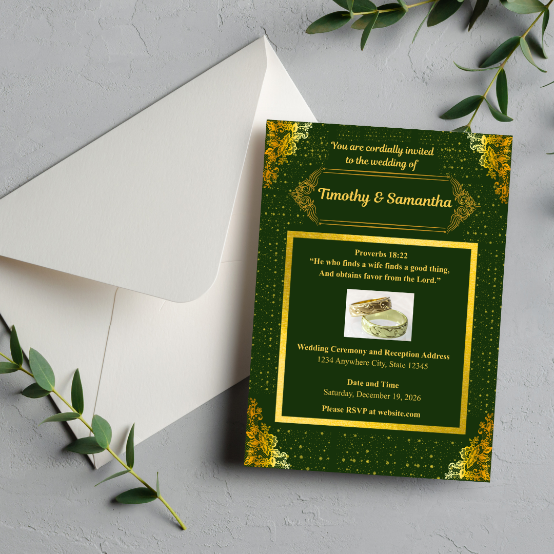 Green and Gold Wedding Bundle- Elegant and Modern (Digital Downloads) Perfect for Christmas Season Weddings