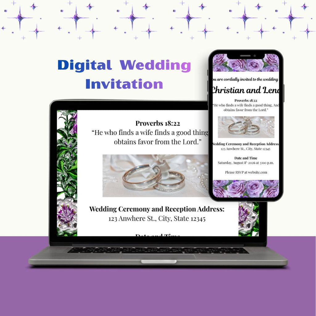 Purple and Green Floral and Modern Wedding Bundle Design