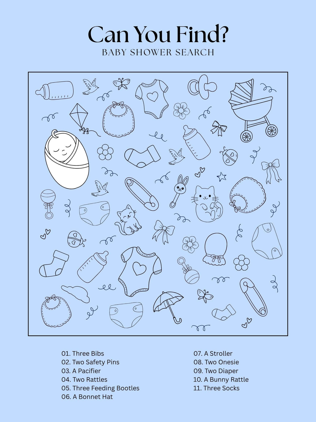 Blue Teddy Bear Baby Shower Invitation Bundle- Invitation and 2 Game Activities (Digital Download) Digital and Editable
