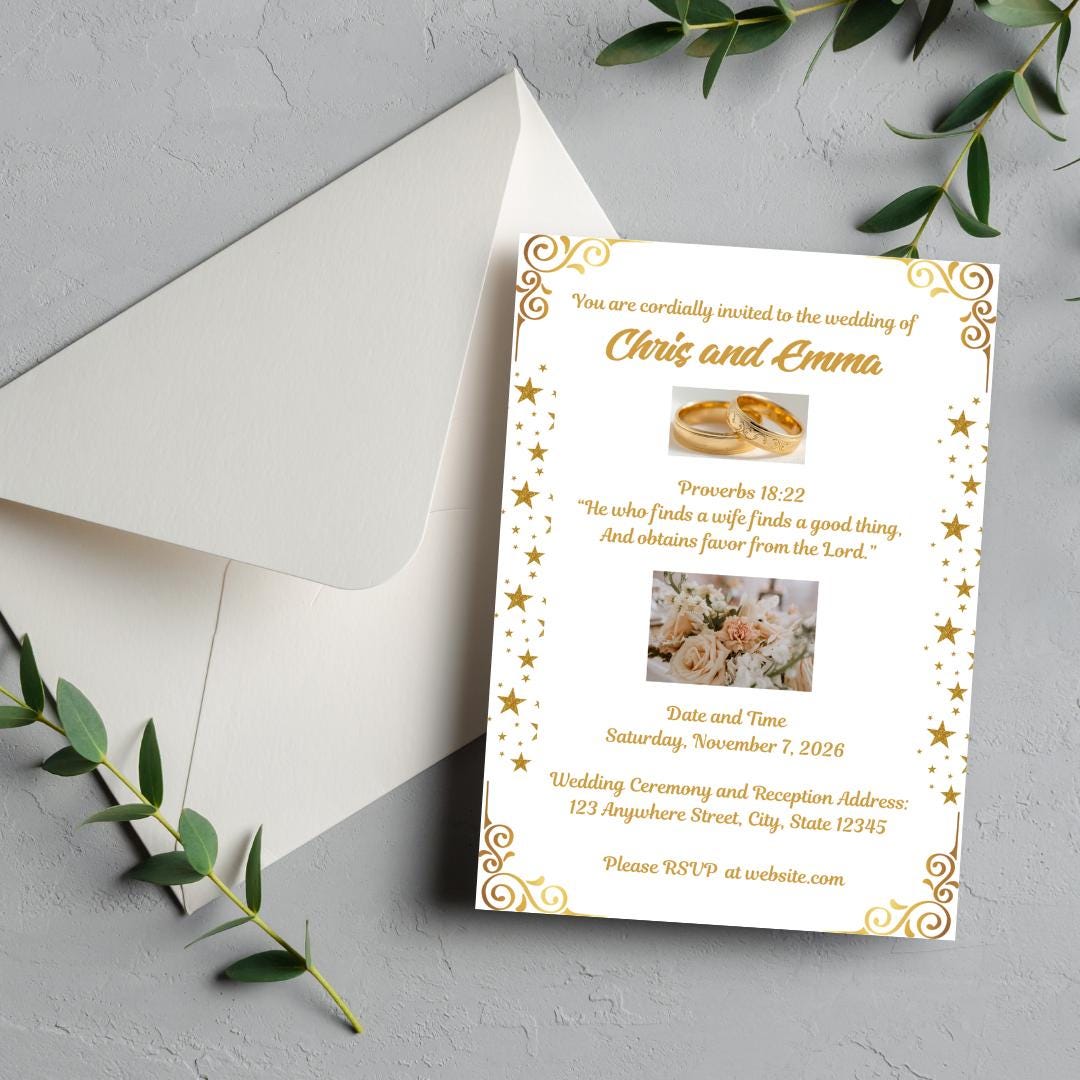 Gold and White Wedding Digital Bundle Design (Digital Download) Digital and Editable