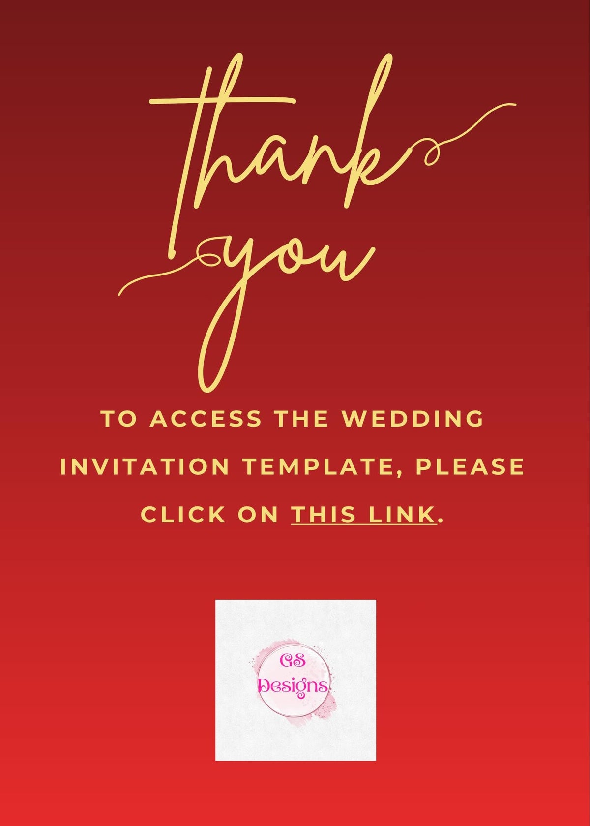 Red and Gold Wedding Invitation Design-Gold Foil Elegant and Modern Design with Bible Verse (Digital Download)