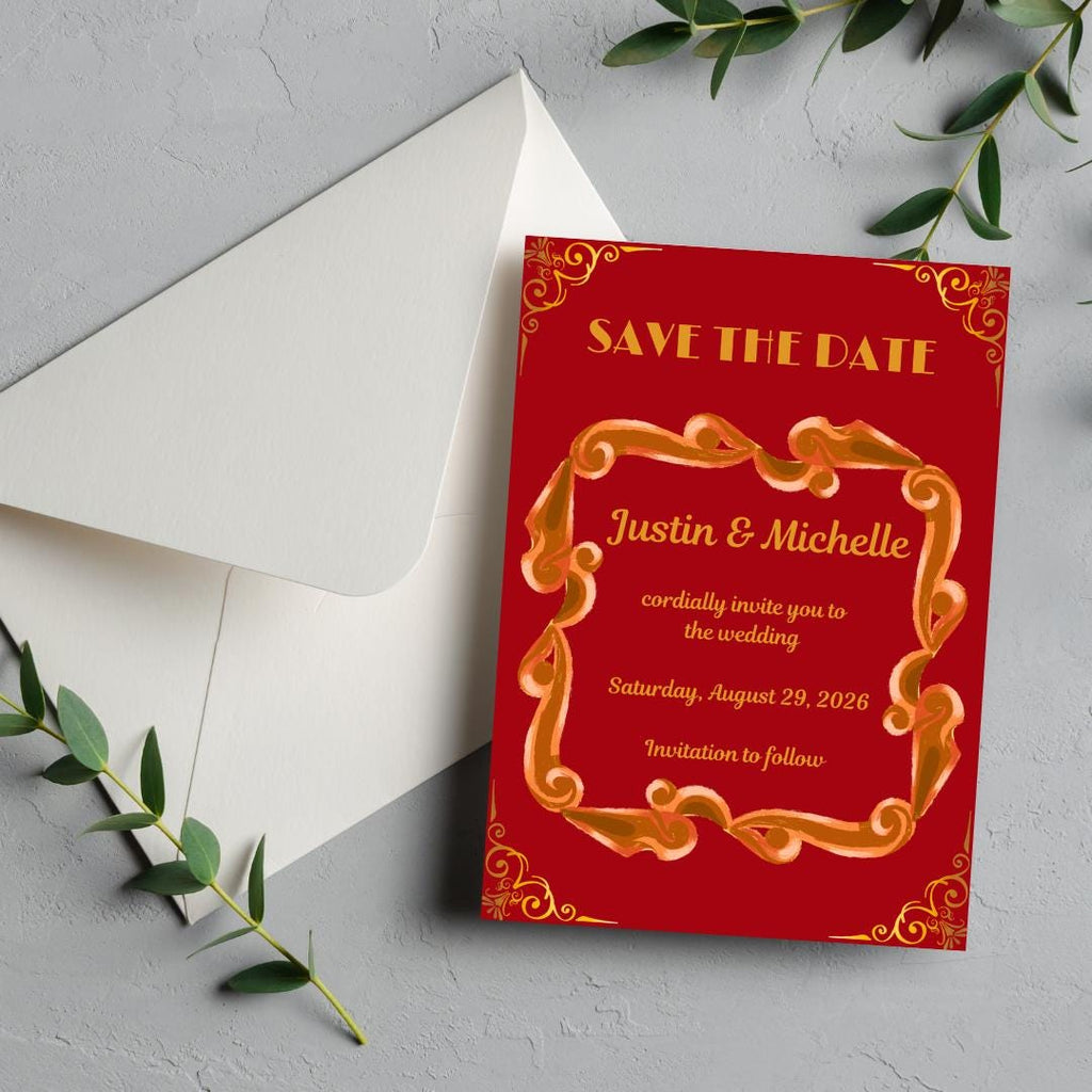 Red and Gold- Floral and Elegant Wedding Bundle (Digital Download)