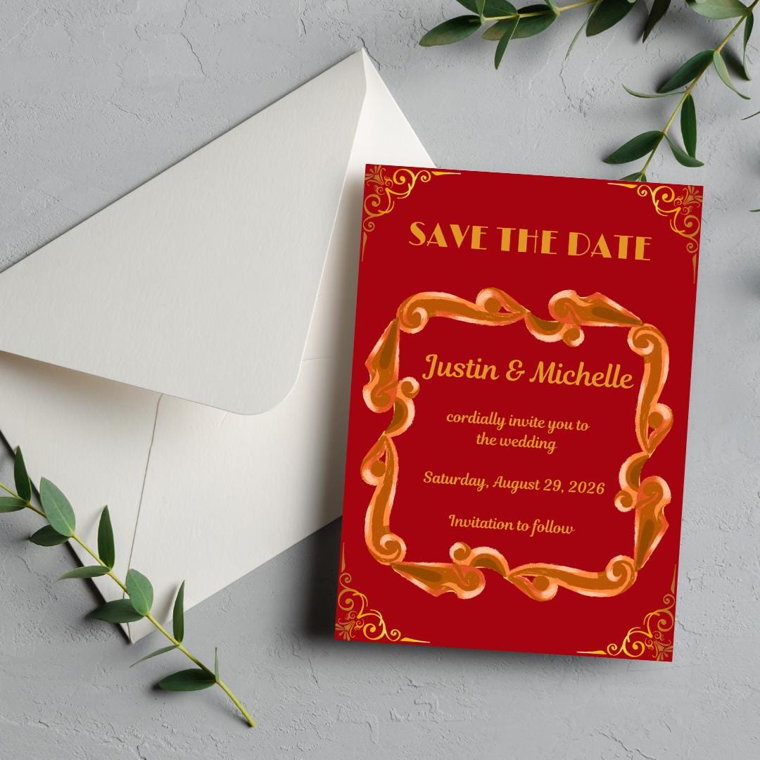 Red and Gold- Floral and Elegant Wedding Bundle (Digital Download)